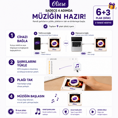 Oliese Aura Player — Manyetik Plaklı Müzik Kutusu