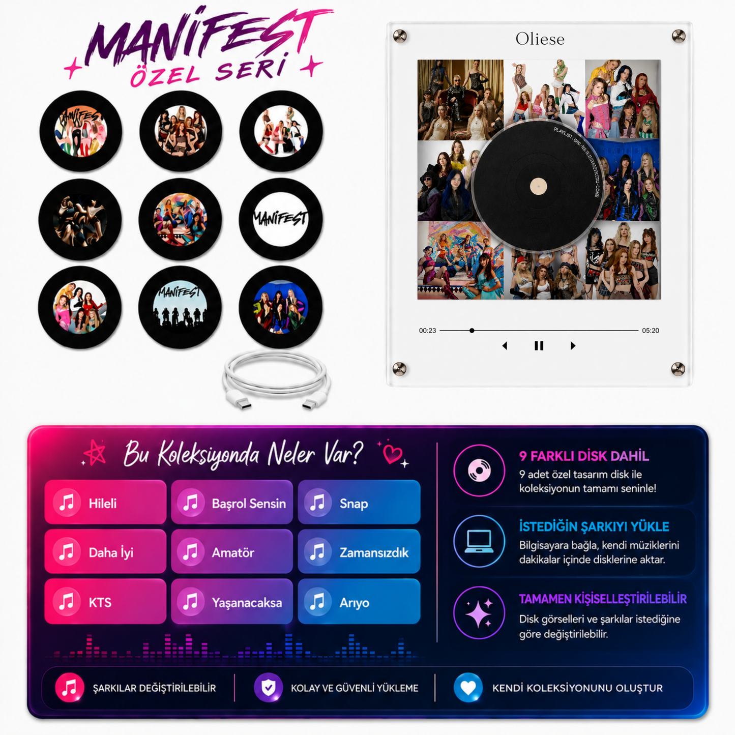 Oliese Aura Player — Manyetik Plaklı Müzik Kutusu